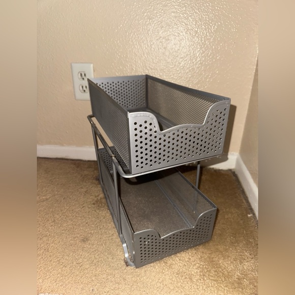 SIMPLE HOUSEWARE 2 Tier Sliding Cabinet Basket Organizer Drawer, Silver - Picture 2 of 15